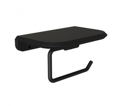 Держатель для туалетной бумаги с полочкой Knotlor PH103BL черный матовый 