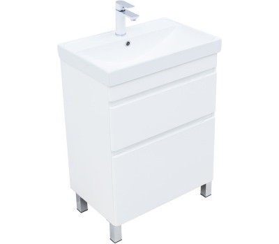 Тумба под раковину Aquanet Слим 60 напольная, белый сатин 00346042 Тумба под раковину Aquanet Слим 60 напольная, белый сатин 00346042