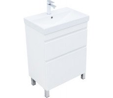 Тумба под раковину Aquanet Слим 60 напольная, белый сатин 00346042 Тумба под раковину Aquanet Слим 60 напольная, белый сатин 00346042