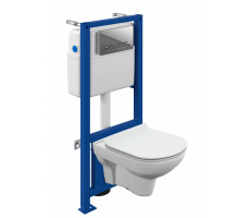 Комплект Cersanit CITY CO DPL EO slim инсталляция LINK PRO кнопка ESTETICA пластик хром глянцевый​ 64121 белый 