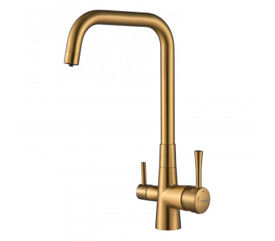 Смеситель для кухни с подключением фильтра Shevanik S528G, золотой сатин