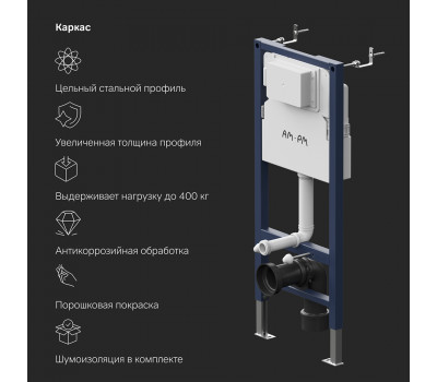 Инсталляция для подвесного унитаза с механической клавишей PrimeFit L AM.PM PrimeFit I012709.0151 Синий; белый; хром 