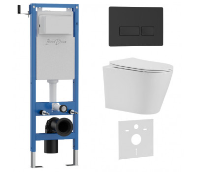 Комплект 3в1 IBERICA BLANCA инсталляция SILENCIO MINI, унитаз BURGOS ALTO белый, кнопка смыва ESTI-R черный матовый (IB.001M.BRA.234.212) 