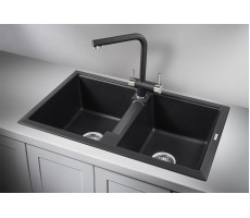 Кухонная мойка GRANULA 8101, ЧЁРНЫЙ, кварц 