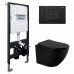 Комплект подвесной унитаз ABBER Bequem AC1100MB черный матовый с инсталляцией AC0105 и кнопкой AC0120MB черная матовая 