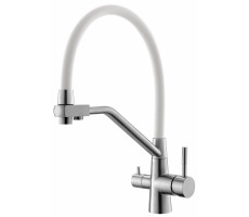 Смеситель для кухни R-излив нержавеющая  с подключением к фильтру белый K25 W ESKO 
