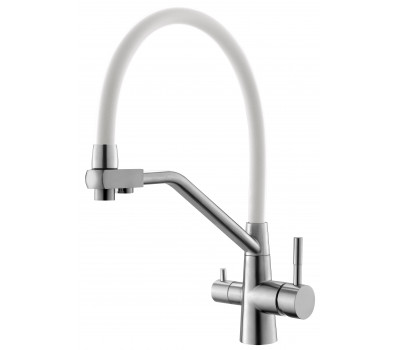 Смеситель для кухни R-излив нержавеющая  с подключением к фильтру белый K25 W ESKO 