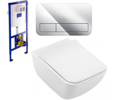 Унитаз с инсталляцией Villeroy & Boch Venticello 4611RL01 белый альпин (инсталляция 9224 61 00 + клавиша 9224 90 61) 