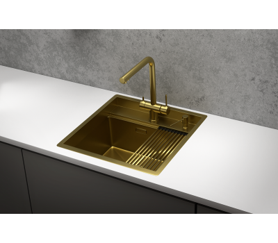 Кухонная мойка GRANULA KS-5051, ЗОЛОТО САТИН, стальная KITCHEN SPACE 