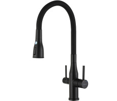 Смеситель для кухни с гибким изливом и подключением фильтра GAPPO G4399-66, черный Смеситель для кухни с гибким изливом и подключением фильтра GAPPO G4399-66, черный