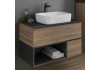 Тумба-умывальник Comforty Штутгарт 90 дуб тёмно-коричневый с черной столешницей c раковиной COMFORTY T-Y9378 00-00002868 