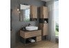 Тумба-умывальник Comforty Штутгарт 90 дуб тёмно-коричневый с черной столешницей c раковиной COMFORTY T-Y9378 