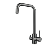 Смеситель для кухни с подключением фильтра воды Raffine F118T, оружейная сталь