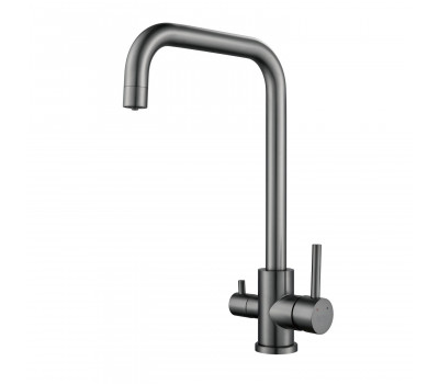 Смеситель для кухни с подключением фильтра воды Raffine F118T, оружейная сталь