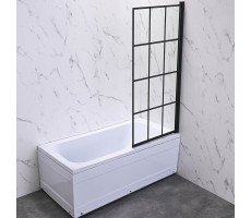 Шторка на ванну Veconi Palau PL-77R, 700x1500, черный, стекло прозрачное