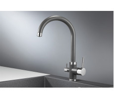 Смеситель для кухни GRANULA 2168, ГРАФИТ (ЧЁРНО-СЕРЫЙ) 