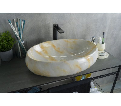 Раковина накладная Gid Mnc166 Под камень глянцевый Раковина накладная Gid Mnc166 Под камень глянцевый