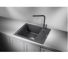 Кухонная мойка GRANULA 6002, ЧЁРНЫЙ, кварц 