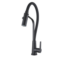 Смеситель для кухни с гибким изливом и режимом "душ" Shevanik S943H-3, черный