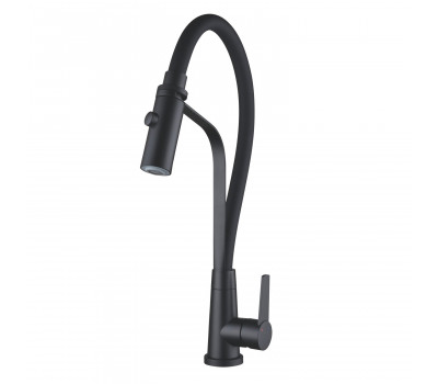 Смеситель для кухни с гибким изливом и режимом "душ" Shevanik S943H-3, черный