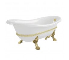 Ванна 170x81 Migliore BELLA DECOR на лапах LEONE STANDART, белая ,слив/перелив золото 