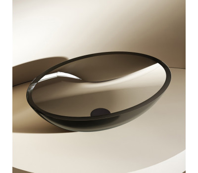 Раковина накладная прозрачная ABBER Kristall AT2802Onyx черная 