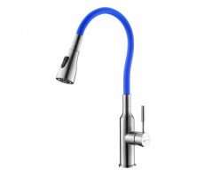 Смеситель для кухни Lemark с гибким изливом и 2х-функциональным аэратором, сталь/синий LM5082S-Blue хром | синий Смеситель для кухни Lemark с гибким изливом и 2х-функциональным аэратором, сталь/синий LM5082S-Blue хром | синий