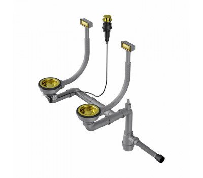 Слив-перелив OMOIKIRI WK-2-LG-A, для двухчашевых моек с прямоугольными переливами, цвет-светлое золото 4956495 