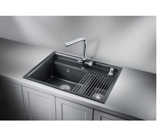 Кухонная мойка GRANULA KS-7302, ШВАРЦ (чёрный металлик), кварц 