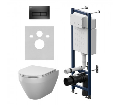 Инсталляция ErgoFit с подвесным унитазом Aquaspin и клавишей AM.PM Spirit V2.0 IS110338.701900 Чёрный Матовое 