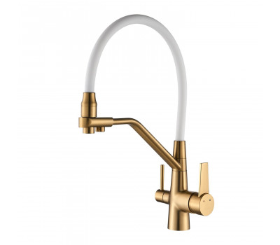 Смеситель для кухни с подключением фильтра воды Rose R558G, золотой сатин