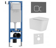 Комплект 3в1 IBERICA BLANCA инсталляция SILENCIO MINI, унитаз TOLEDO ALTO белый, кнопка смыва ESTI-Q серый матовый (IB.001M.TLA.234.837) 