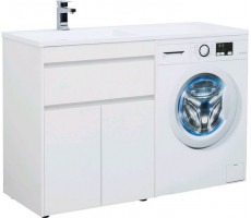Тумба с раковиной Aquanet Токио 130 L белый (напольная, 1 ящик, 2 дверцы) 