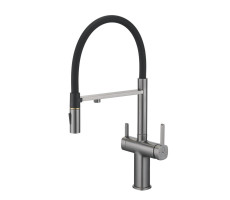 Смеситель для кухни с подключением фильтра для воды Rose R358T, оружейная сталь