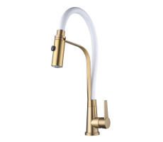 Смеситель для кухни с гибким изливом и режимом "душ" Shevanik S943G-1, золотой сатин