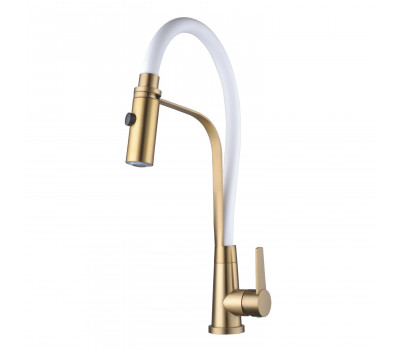 Смеситель для кухни с гибким изливом и режимом "душ" Shevanik S943G-1, золотой сатин