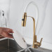 Смеситель для кухни с гибким изливом и режимом "душ" Shevanik S943G-1, золотой сатин