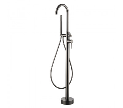 Смеситель для ванны напольный Knotlor SS-27/GM, вороненая сталь