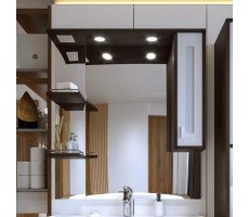 Зеркало со шкафом Бриклаер БАЛИ 90 см правое, венге/белый Зеркало со шкафом Бриклаер БАЛИ 90 см правое, венге/белый