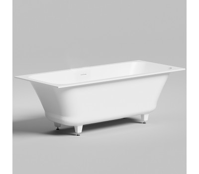 Встраиваемая ванна на ножках 170х75 Salini ORLANDA AXIS KIT 103313M интегрированный слив-перелив, S-Sense, белый матовый 