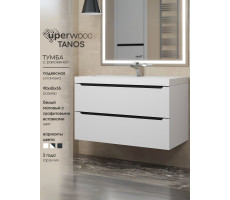 Тумба с раковиной для ванной 90 Uperwood Tanos подвесная белая/графит 29111020232 