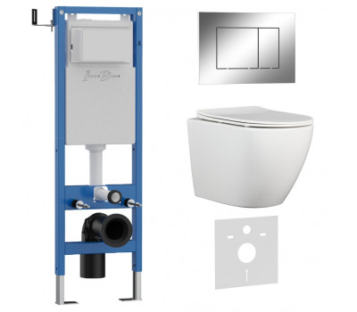 Комплект 3в1 IBERICA BLANCA инсталляция SILENCIO MINI, унитаз BILBAO ALTO белый, кнопка смыва ESTI-S хром глянцевый (IB.001M.BLA.234.852) 