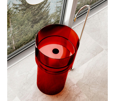 Раковина отдельностоящая прозрачная ABBER Kristall AT2701Rubin красная  Раковина отдельностоящая прозрачная ABBER Kristall AT2701Rubin красная