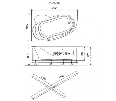 Ванна Изабель 170-правая Triton Щ0000048750 