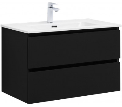 Тумба с раковиной Aquanet Вега 2.0 80 2 ящ. цв.черный (раковина Flat) 00344767 Тумба с раковиной Aquanet Вега 2.0 80 2 ящ. цв.черный (раковина Flat) 00344767