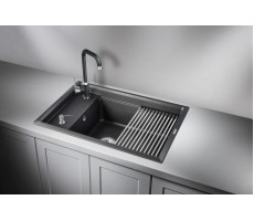 Кухонная мойка GRANULA KS-7305, ЧЁРНЫЙ, кварц 