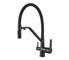 Смеситель для кухни с гибким изливом и подключением фильтра Shevanik S278H, черный