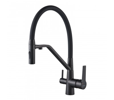 Смеситель для кухни с гибким изливом и подключением фильтра Shevanik S278H, черный