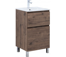Тумба с раковиной Aquanet Алвита new 50 (Flat) напольная 2 ящ. цв.дуб веллингтон табак 00345674 Тумба с раковиной Aquanet Алвита new 50 (Flat) напольная 2 ящ. цв.дуб веллингтон табак 00345674