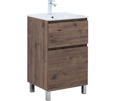 Тумба с раковиной Aquanet Алвита new 50 (Flat) напольная 2 ящ. цв.дуб веллингтон табак 00345674 Тумба с раковиной Aquanet Алвита new 50 (Flat) напольная 2 ящ. цв.дуб веллингтон табак 00345674